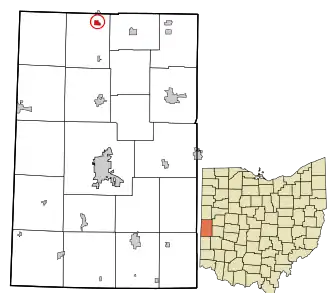Location in Darke County and the state of Ohio.