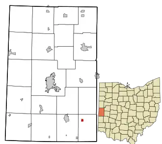 Location in Darke County and the state of Ohio.