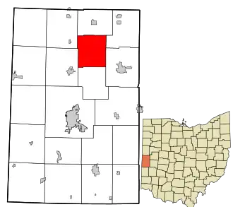 Location in Darke County and the state of Ohio.
