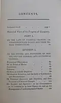 Table of contents page of an 1812 copy of "Elements of Chemical Philosophy"