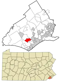Location in Delaware County and the U.S. state of Pennsylvania