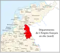 Roer (red) besides other departments in the north of the French Empire, 1811