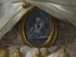 Colored dice with checkered background