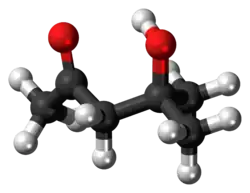 Ball-and-stick model of the diacetone alcohol molecule
