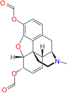 Chemical structure of diformylmorphine.