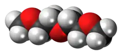 Space-filling model of the diglyme molecule