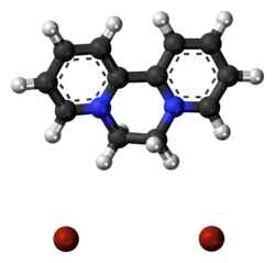 Ball-and-stick model of the component ions of diquat