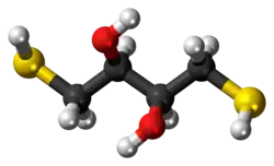 Ball-and-stick model of the dithiothreitol molecule