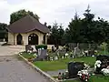 Funeral home and part of the cemetery in Petrovce nad Laborcom