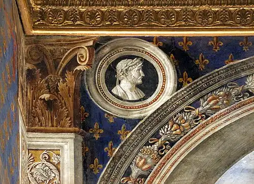 Renaissance medallion, part of the Sala dei Gigli frescos, Palazzo Vecchio, Florence, Italy, by Domenico Ghirlandaio, 1482–1484