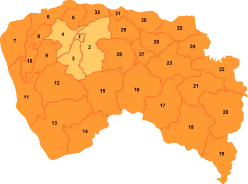 Chashan is labeled '29' on this map of Dongguan