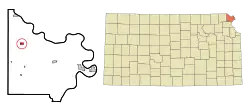 Location within Doniphan County and Kansas