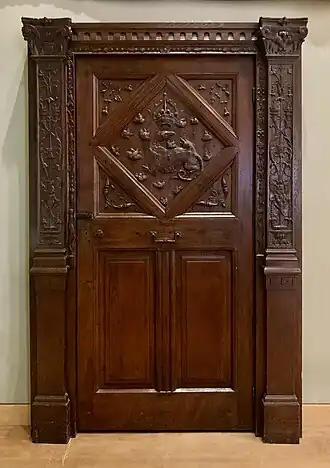 Renaissance margents on two pilasters of a door with the emblem of Francis I, 1515-1547, oak and metal, Louvre