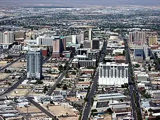 Downtown Las Vegas (2008), viewed north from The Strat casino tower