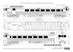 Drawing of South Australian Railways 'Bluebird' railcar 257