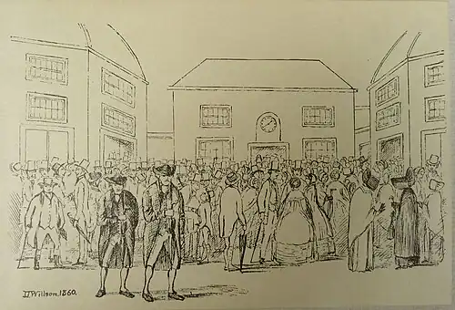 The Meeting House yard, Devonshire House, 1860