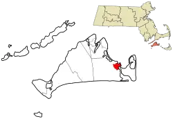 Location in Dukes County in Massachusetts