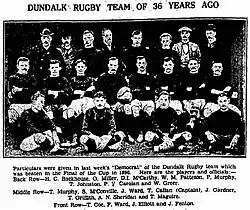 Photograph of Dundalk R.F.C. team 1894–95, published in Dundalk Democrat, 16 April 1932
