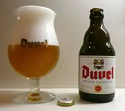 The Belgian ale Duvel in its tulip glass