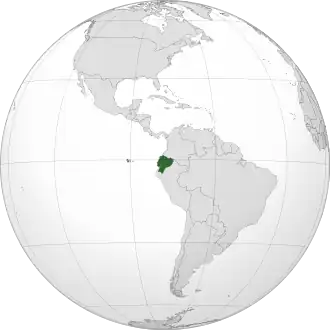 Location of Ecuador (dark green)