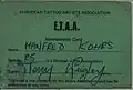 European Tattoo Artist Association, issued from Terry Wrigley 1976