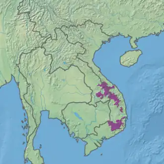 Image 46Southern Annamites montane rain forests: ecoregion territory (in purple) (from Geography of Cambodia)