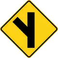 P2-15I Skewed side road on the left ahead