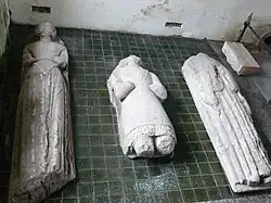 Effigies in the church of Rhys Fawr and Lowri, and their son Robert