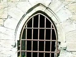 Medieval carving on the doocot, originally from Kilwinning Abbey