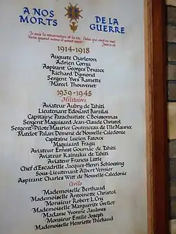 Plate "to our war dead" in the temple