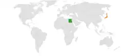 Map indicating locations of Egypt and Japan