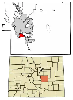 Location of the Fort Carson CDP in El Paso County, Colorado