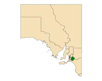 Map of South Australia with electoral district of Hammond highlighted