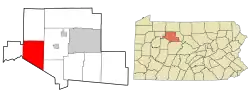 Location in Elk County and the state of Pennsylvania.
