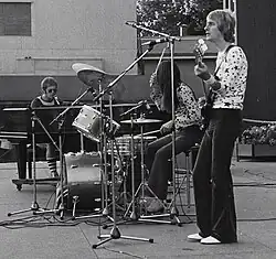 Elton John in concert with Dee Murray and Nigel Olsson, at Liseberg in Göteborg in 1971.