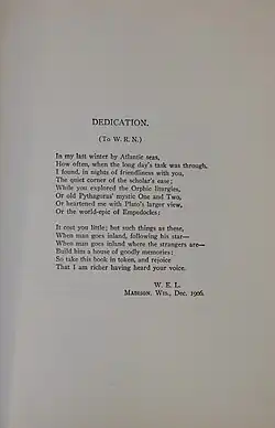 William Romaine NewboldDedication page in a 1908 copy of "The Fragments of Empedocles," translated by Leonard. Leonard dedicated the work to friend and colleague William Romaine Newbold