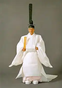 Emperor Akihito wearing the gosai-fuku (imperial ritual attire)