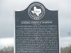 Ernest O. Thompson historical marker in his town of birth, Alvord, Texas