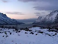 View of Ersfjorden in the winter, up behind the village of Ersfjordbotn (Dec 2012)