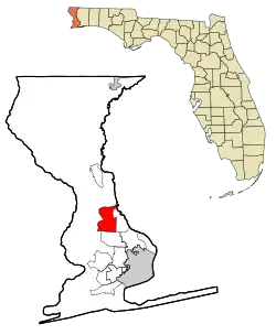 Location in Escambia County and the state of Florida