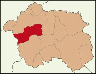 Map showing Odunpazarı District in Eskişehir Province