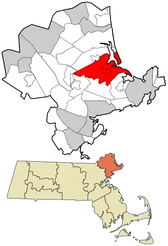 Location in Essex County and the state of Massachusetts.