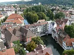 Esslingen a.N. - Altstadt - Innere Brücke und Maille - Ansicht vom Südturm St. Dionys.jpg