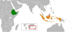 Map indicating locations of Ethiopia and Indonesia