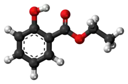 Ball-and-stick model of the ethyl salicylate molecule