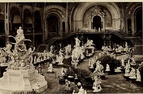 Grand Palais central hall with the exhibition of sculptures