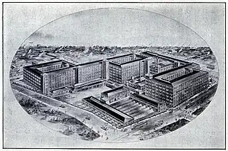 Exterior view of automobile plant