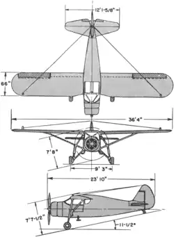 3-view line drawing of the Fairchild UC-61 Forwarder