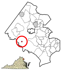 Location of Clifton in Fairfax County (top) and Virginia (below)