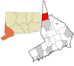 New Fairfield's location within Fairfield County and Connecticut